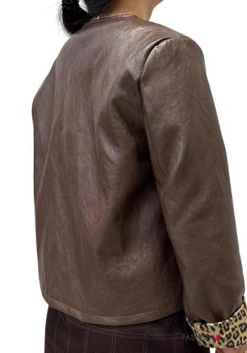 Kunstleder Jacke mit Knöpfen mit Futter - ph 3