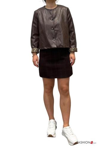 Kunstleder Jacke mit Knöpfen mit Futter - ph 4