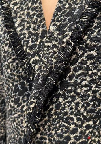 Tiermuster Blazer aus Wollmischung mit Fransen - ph 2