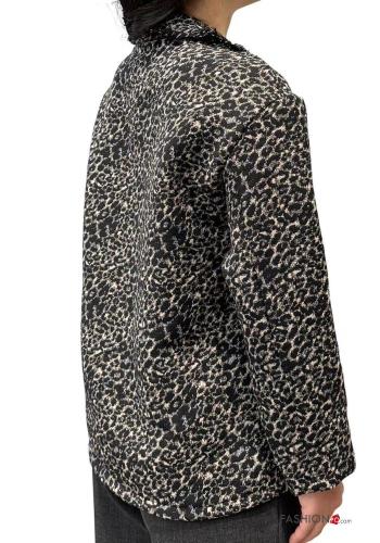 Tiermuster Blazer aus Wollmischung mit Fransen - ph 3