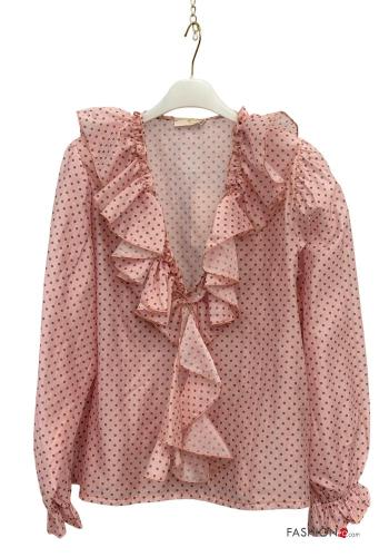 gepunktet Bluse mit V-Ausschnitt - ph 2