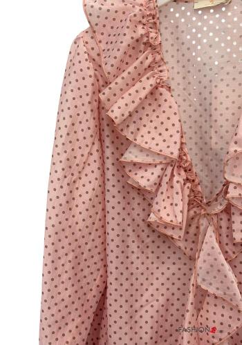 gepunktet Bluse mit V-Ausschnitt - ph 3