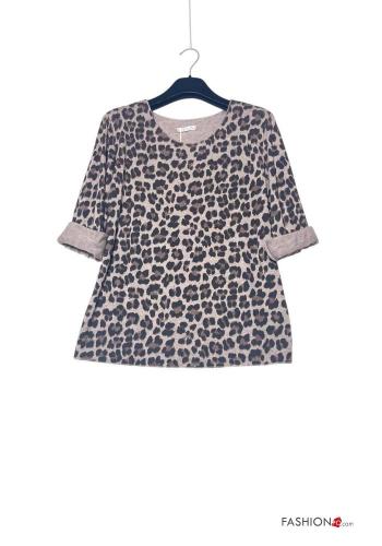 Animal print Wool Mix Long sleeved top