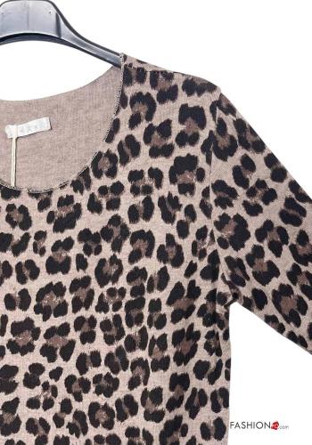 Animal print Wool Mix Long sleeved top - ph 2