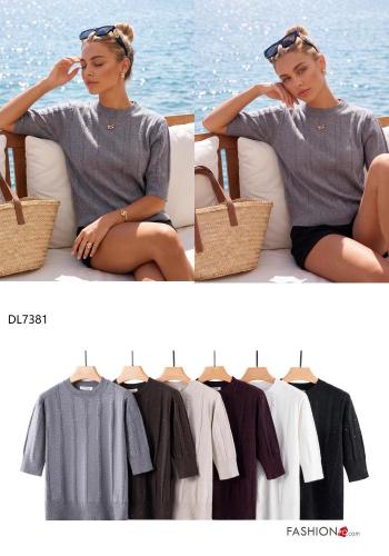 short sleeve crew neck Sweater with sequins - ph 2