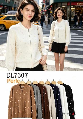 Chaqueta de punto con perlas con cremallera - ph 2