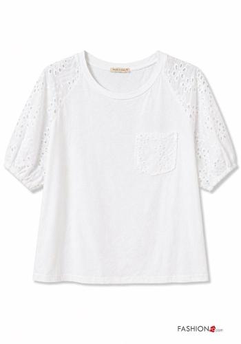 puff sleeve Cotton T-shirt with pockets - ph 2