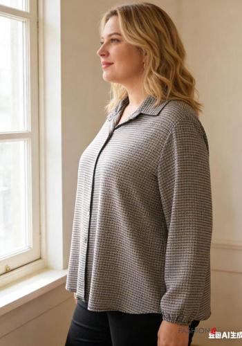 Oversize lange ärmel Hemd mit Knöpfen mit gummizug - ph 2