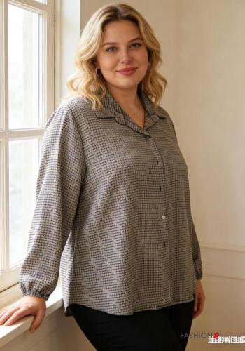 Oversize lange ärmel Hemd mit Knöpfen mit gummizug - ph 3