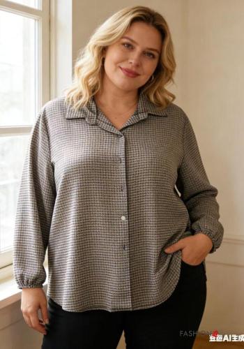 Oversize lange ärmel Hemd mit Knöpfen mit gummizug - ph 4