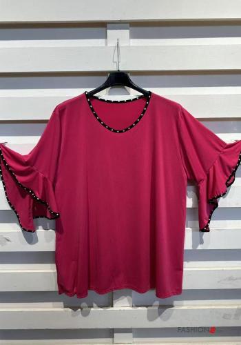 Blusa manga corta extra grande cuello redondo con volantes - ph 5