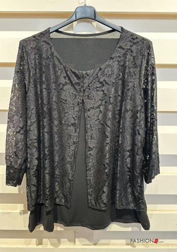 Blusa encaje manga larga Estampado colorido - ph 4