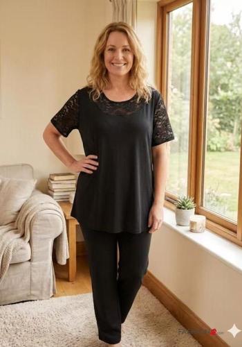 T-shirt encaje manga corta Estampado colorido - ph 2