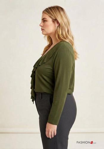 long sleeve Blouse with flounces with v-neck - ph 2