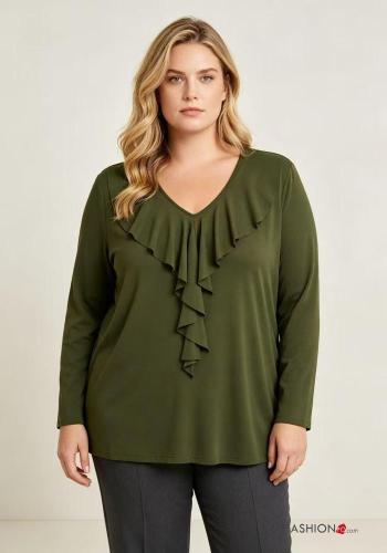 long sleeve Blouse with flounces with v-neck - ph 3