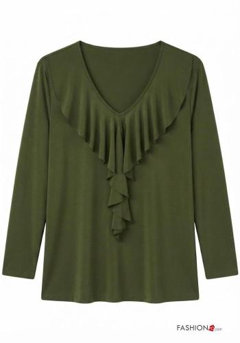 long sleeve Blouse with flounces with v-neck - ph 4