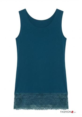 sleeveless crew neck lace trim Top - ph 3