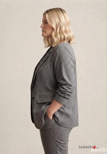 Geometric pattern Suit with ribbon 3/4 sleeve with elastic with pockets - ph 2