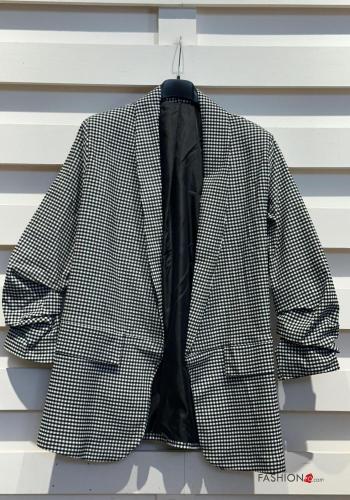 Geometric pattern Suit with ribbon 3/4 sleeve with elastic with pockets - ph 4
