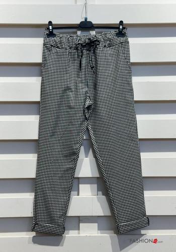 Geometric pattern Suit with ribbon 3/4 sleeve with elastic with pockets - ph 6