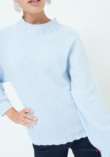 lange ärmel u-boot ausschnitt Strickpullover aus Kaschmir-Mischung mit schlitz - ph 2