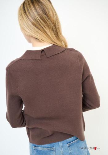Veste manches longues à broderie à boutons avec poches - ph 3