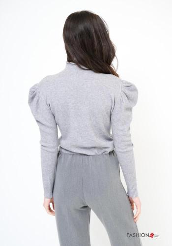 Camisola manga balão manga comprida com gola subida - ph 3