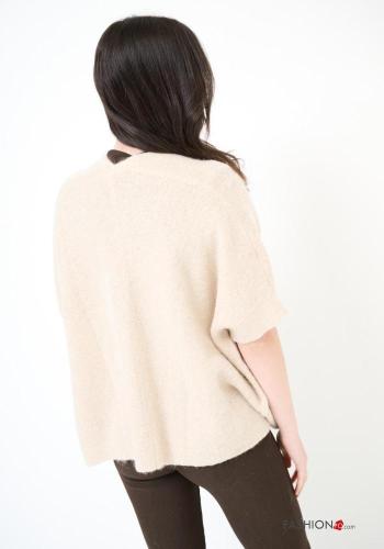 Cardigã em Lã mista manga curta com botões gola V - ph 3