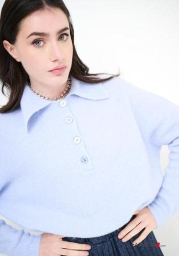 Camisola em Lã mista manga comprida com gola com botões - ph 2