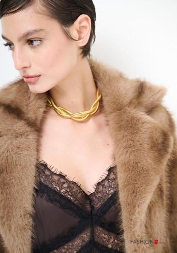 Casaco pelo sintético manga comprida com bolsos - ph 3