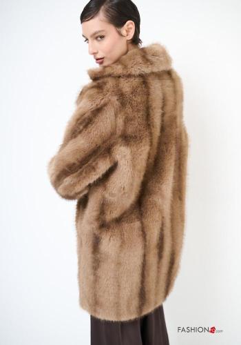 Casaco pelo sintético manga comprida com bolsos - ph 4