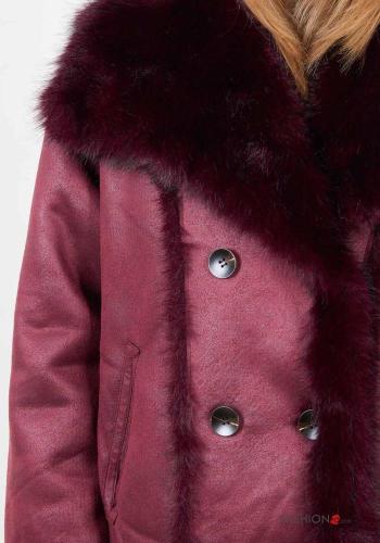 doppelreihig lange ärmel Kunstfell Mantel mit Knöpfen - ph 2