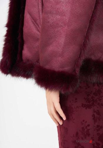 doppelreihig lange ärmel Kunstfell Mantel mit Knöpfen - ph 3