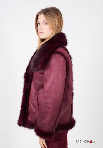 doppelreihig lange ärmel Kunstfell Mantel mit Knöpfen - ph 4