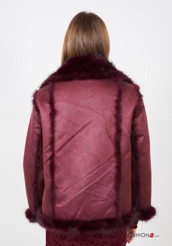 doppelreihig lange ärmel Kunstfell Mantel mit Knöpfen - ph 5