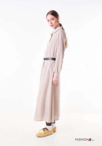 Vestido camisero manga larga a rayas con cinturón - ph 3