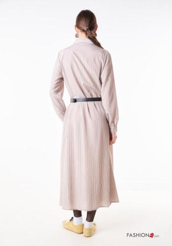 Vestido camisero manga larga a rayas con cinturón - ph 4