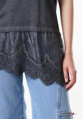 lace trim Cotton T-shirt - ph 2