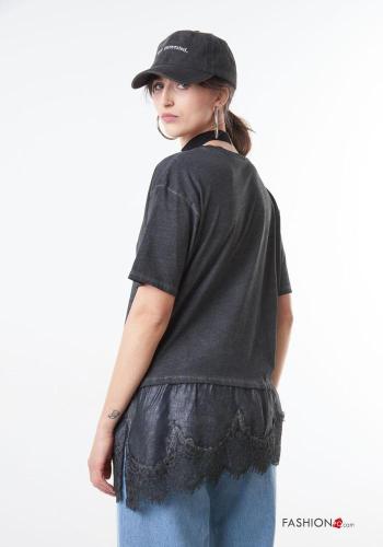 lace trim Cotton T-shirt - ph 4