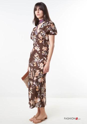 Floral Linen Dress with v-neck - ph 3