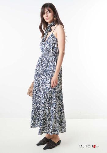 Floral backless Cotton Dress with v-neck - ph 3
