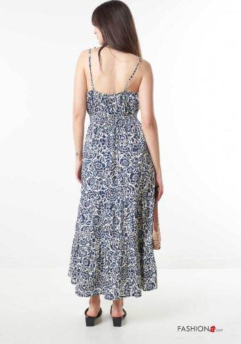 Floral backless Cotton Dress with v-neck - ph 4