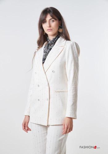 double-breasted Cotton Blazer with sequins - ph 3