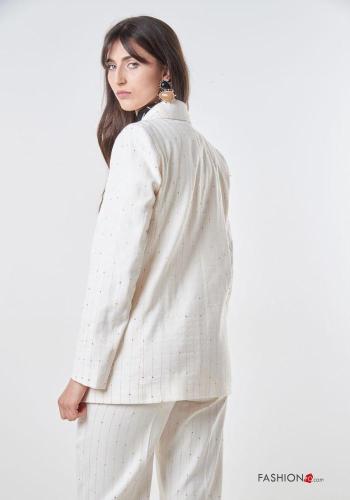 double-breasted Cotton Blazer with sequins - ph 4