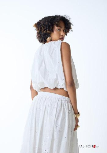 Top de Algodón sin mangas cuello redondo bordado inglés - ph 3