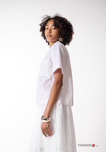 Chaqueta de Algodón manga corta bordado inglés - ph 2