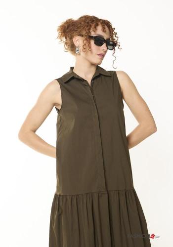 sleeveless with collar Cotton Dress with buttons - ph 2