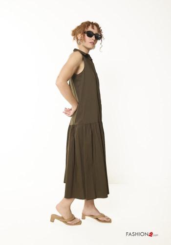 sleeveless with collar Cotton Dress with buttons - ph 3