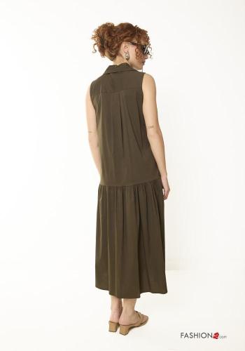 sleeveless with collar Cotton Dress with buttons - ph 4