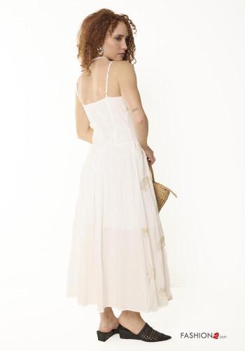 Embroidered backless Cotton Dress with v-neck - ph 4